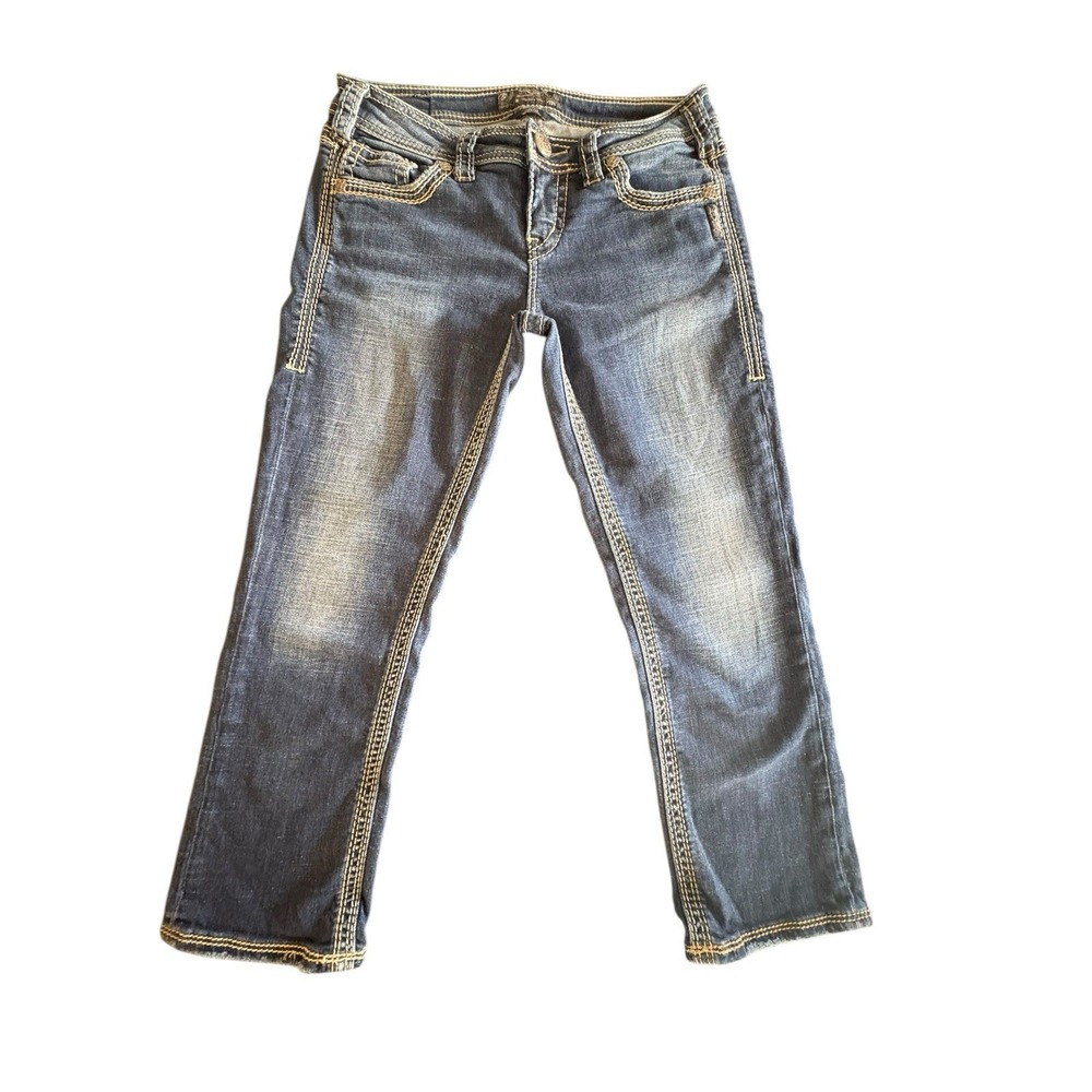 Silver Jeans Aiko Low Capri Medium Wash Womens Blue Jeans 29